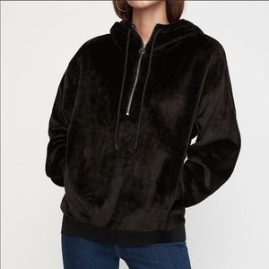 Express Oversized Velour Hoodie. Black.